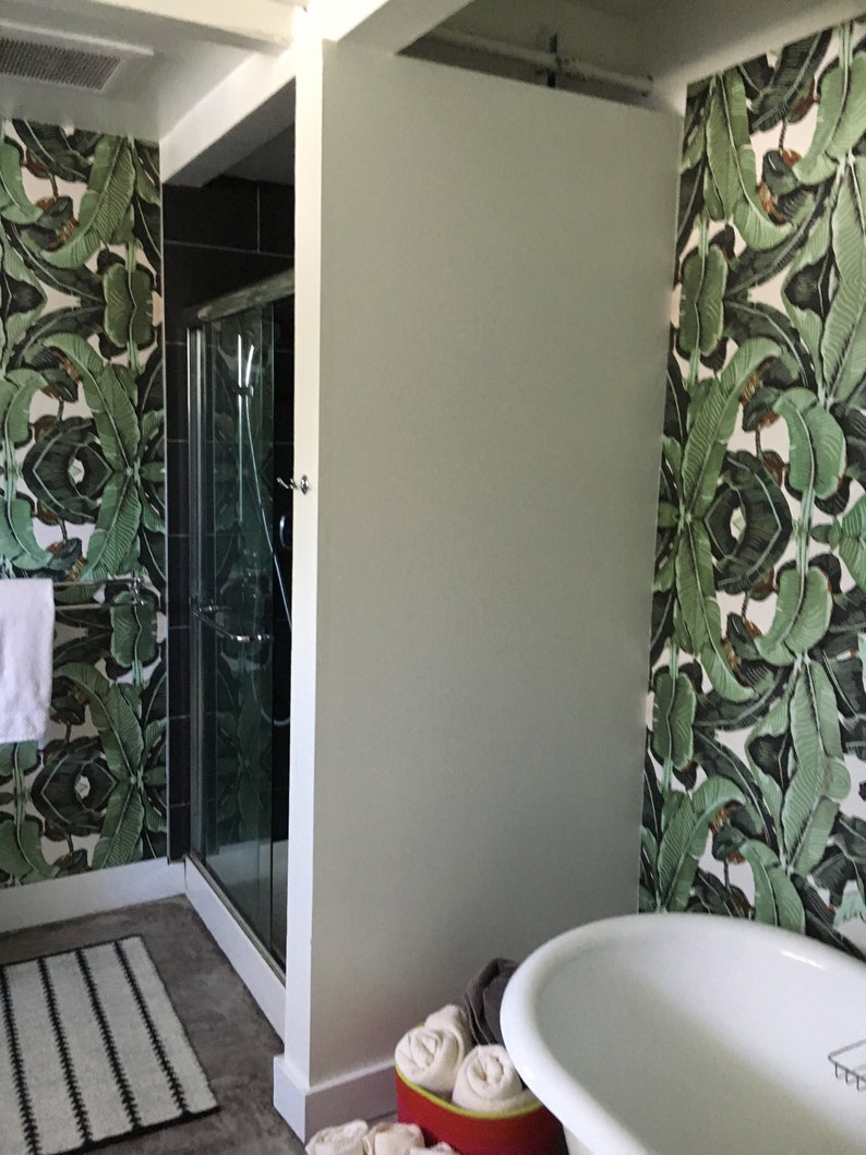 Exotic Banana Leaf Tropical Print Wallpaper Wall Covering for Etsy
