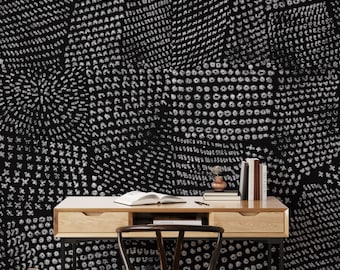 Minimalist Abstract Marks Wallpaper – Monochrome Graphic Pattern in Black and White, Architectural Paper Wallpaper