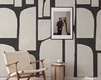 White Original Artwork Fine Art Print Abstract Print Bohemian Decor Removable Wallpaper Abstract Wallpaper Square #1 Wallpaper Grey
