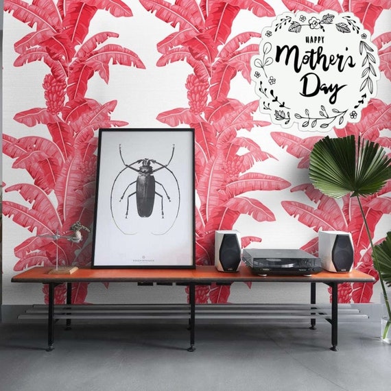 Add a Pop of Vibrant Elegance with Our Red Banana Leaf Wallpaper | Stunning and Striking Design for a Modern Décor