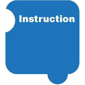 Può includere: Un fumetto blu con angoli arrotondati e un morso bianco tolto dall'angolo in alto a sinistra. La parola "Istruzione" è scritta in lettere bianche nella parte superiore del fumetto.