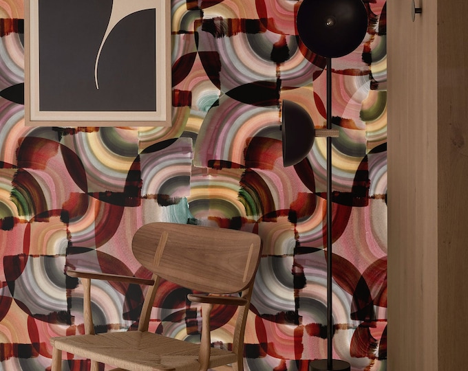 Brushstrokes Art Colorful Wallpaper, Watercolor Graffiti Modern Brush stroke Artistic Decor