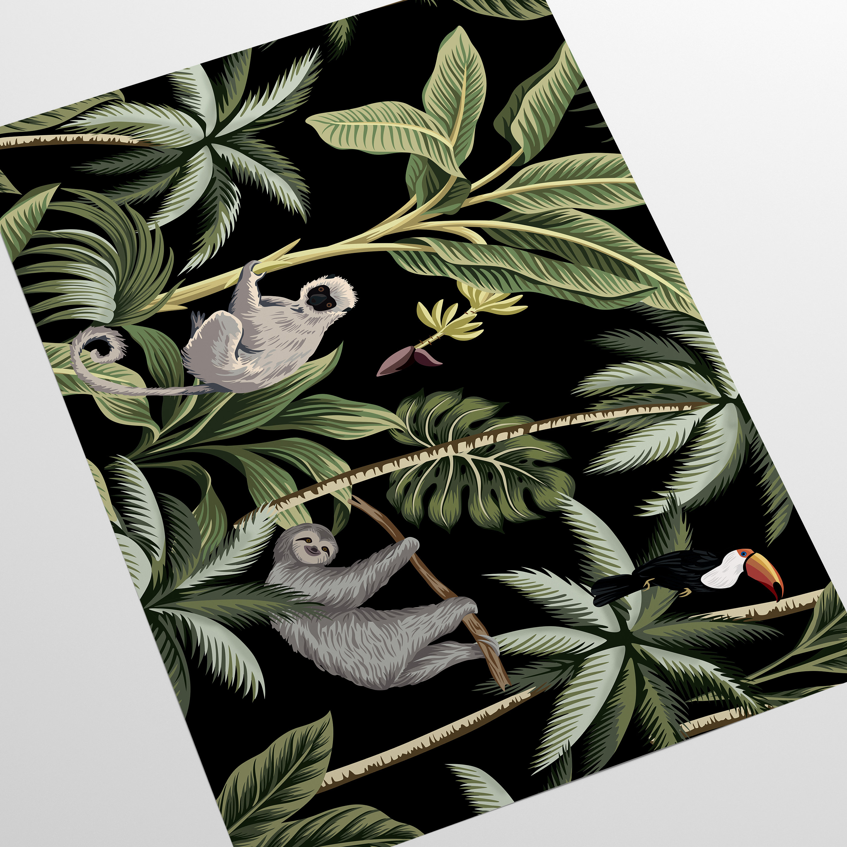 Safari Nursery, Animal Print, Tropical Wallpaper, Feature Wall