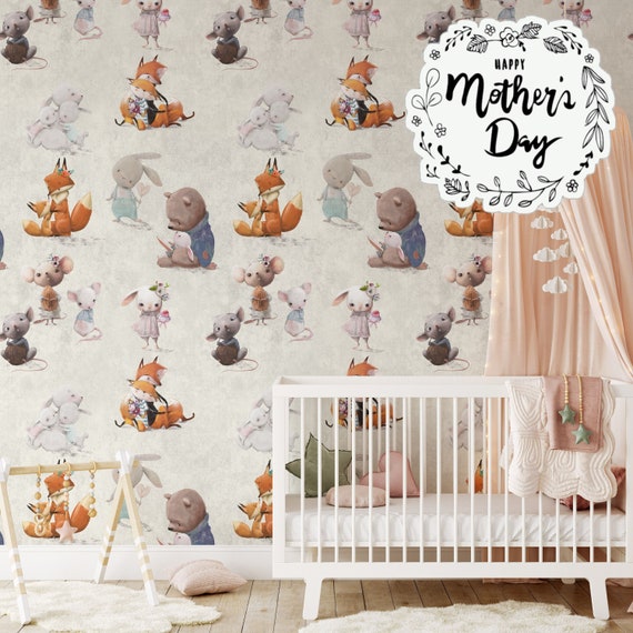 Beige Watercolor Pastel Baby Poodle Wallpaper, Boho Nursery Wall Decor