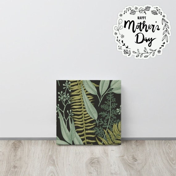 Botanical Green Canvas useful gifts also for coffee bar decor, aesthetic framed home inspo