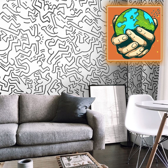 Black and White Pop Art Artistic Wallpaper, Modern Wall Covering for Minimalist Decor