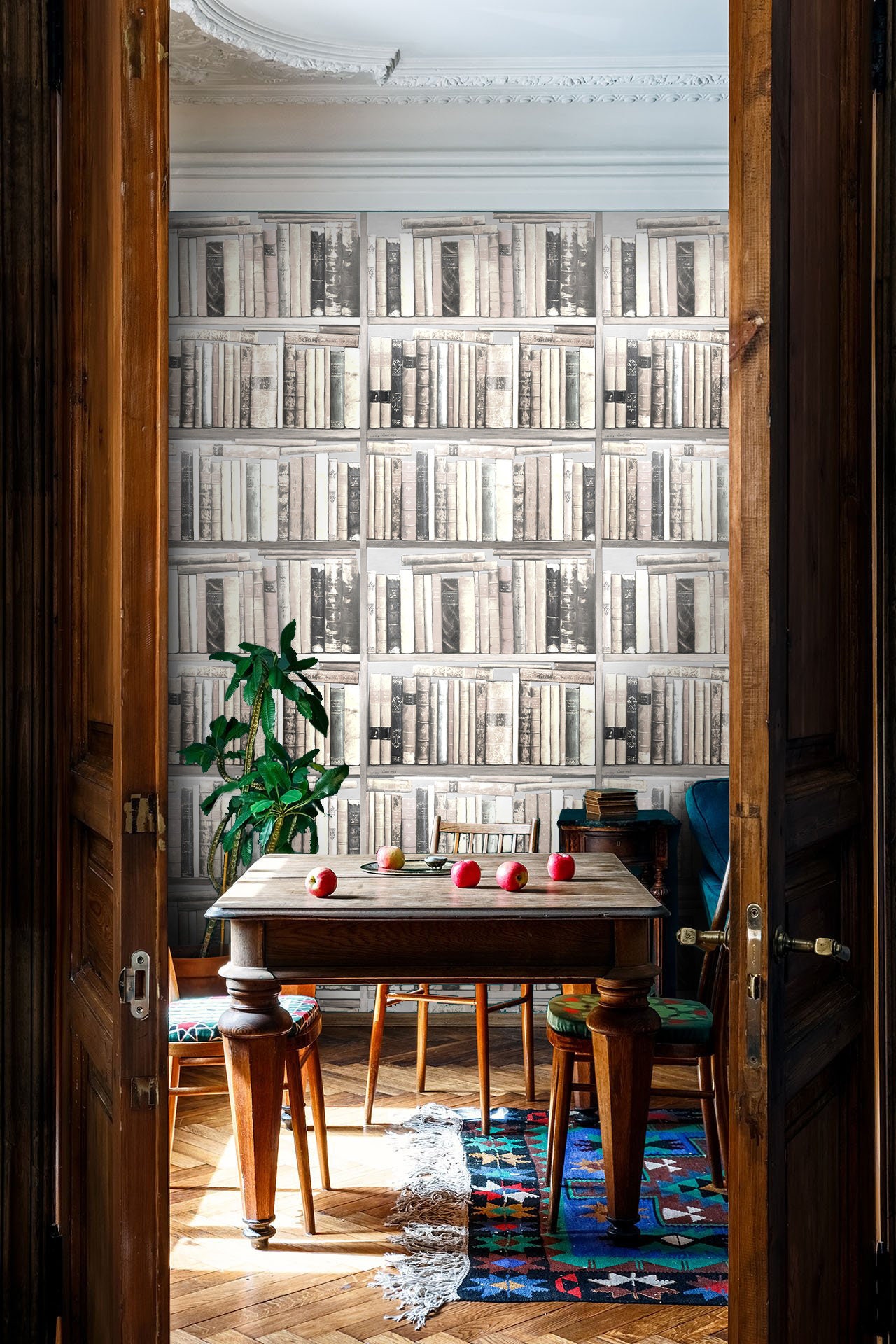 Old Book Wallpaper Mural, Home Office Decor, Vintage Wall Paper