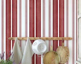 Red and White Striped Wallpaper, Stripes Wallpaper, Stripe Wall Mural