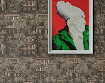 Architecture Print Vintage Wallpaper, Antique Wall Mural Living Room Decor