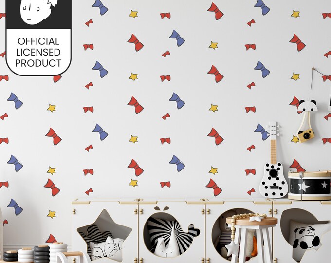 Official Little Prince Bow Ties Wallpaper - Elegant Red Blue Pattern for Kids Room & Nursery Decor