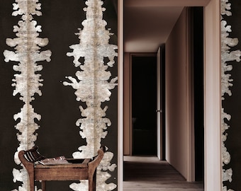 Ink Blots Shibori Wallpaper | Abstract Japanese Pattern | Black Cream | Eco-Friendly Italian Handmade | Easy Apply Roll