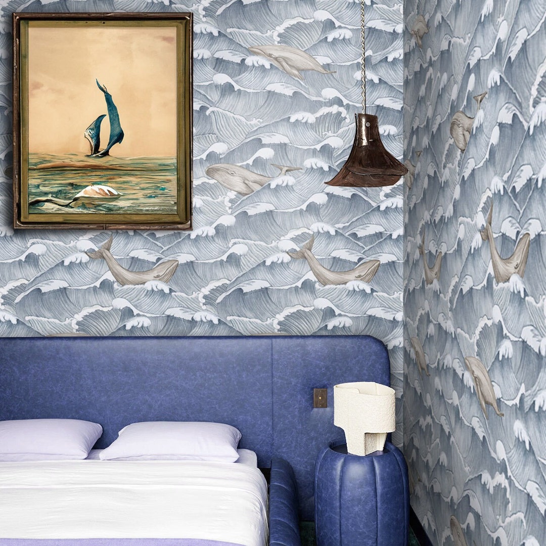 Majestic Whale in Ocean Wallpaper, Tranquil Marine Life Scene