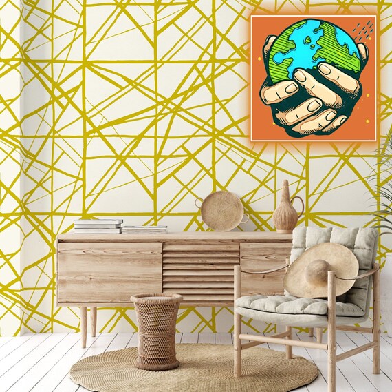 White and Gold Geometric Pattern Abstract Wallpaper for Modern Home Decor