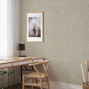 Neutral Tones Sisal Wallpaper, Minimalist Design Canvas Texture Hotel Wall Decor, Office Wall Decor Canvas