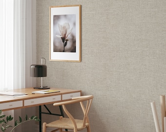 Neutral Tones Sisal Wallpaper, Minimalist Design Canvas Texture Hotel Wall Decor, Office Wall Decor Canvas