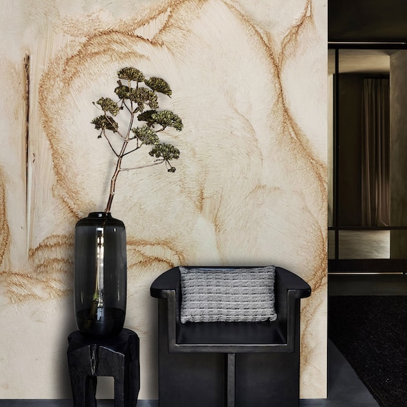 Abstract Blots Modern Wallpaper – Premium Ink Blotch Effect Wallcovering in Natural Tones for Geometric Minimalist Decor