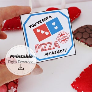 Pizza mein Herz Valentine Mini Box, Kinder Pizza Valentine druckbare Schule Austausch Klassenzimmer Valentinstag lustiges Essen Wortspiel Karte digitaler Download