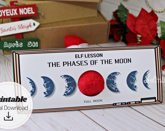 Elf Moon Phases, Full Moon Christmas Shelf, Printable Elf Prop, Elf ...