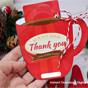 Porte-cartes cadeau Tim Coffee, cadeau de remerciement canadien, carte cadeau imprimable Timmies, téléchargement immédiat