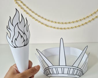 Set De Corona Y Antorcha De La Estatua De La Libertad – Tocado Y Accesorio De Cosplay Para Fiestas, Desfiles Y Juegos De Rol