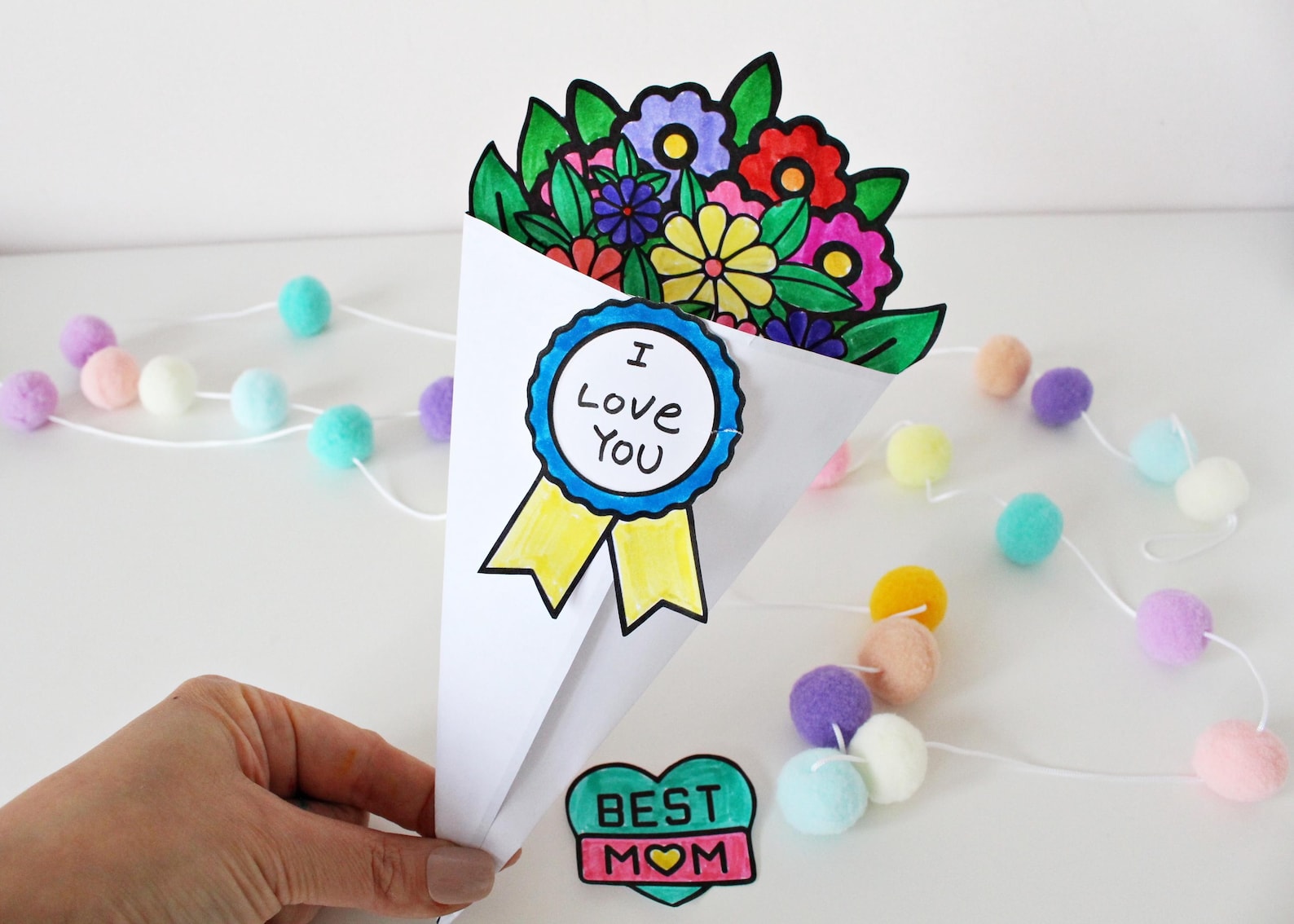 Mother's Day Flower Bouquet Craft BEST MOM Printable Color & Cut ...