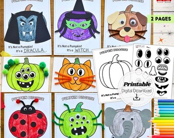 Pumpkin Disguise Printable Art Project, Disguise a Pumpkin Activity for Kids, It's Not a Pumpkin Craft, Cut and Paste Halloween Sheet