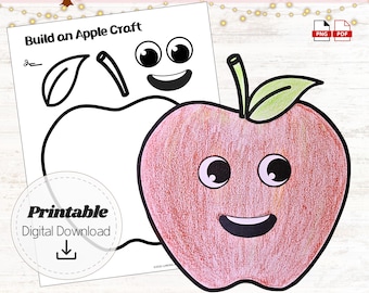 Build an Apple Craft Printable | Cut and Paste Autumn Activity for Kids | Preschool Toddler Fall Worksheet | September Classroom Craft PDF