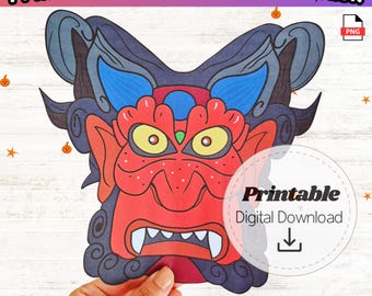 Korean Tokkaebi Mask Printable | Kpop Halloween Mask, Monster K-POP Costume | Korean Folk Art | Instant Download PDF PNG
