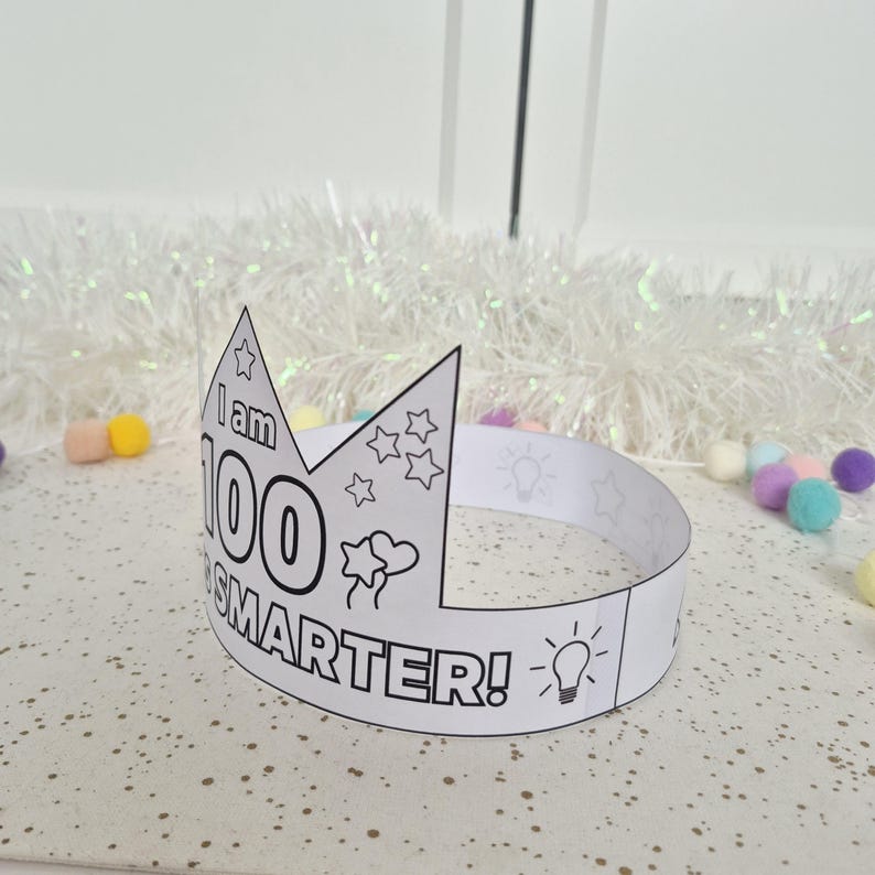 100th Day of School Crown Craft Coloring Hat, 100 Days of School ...