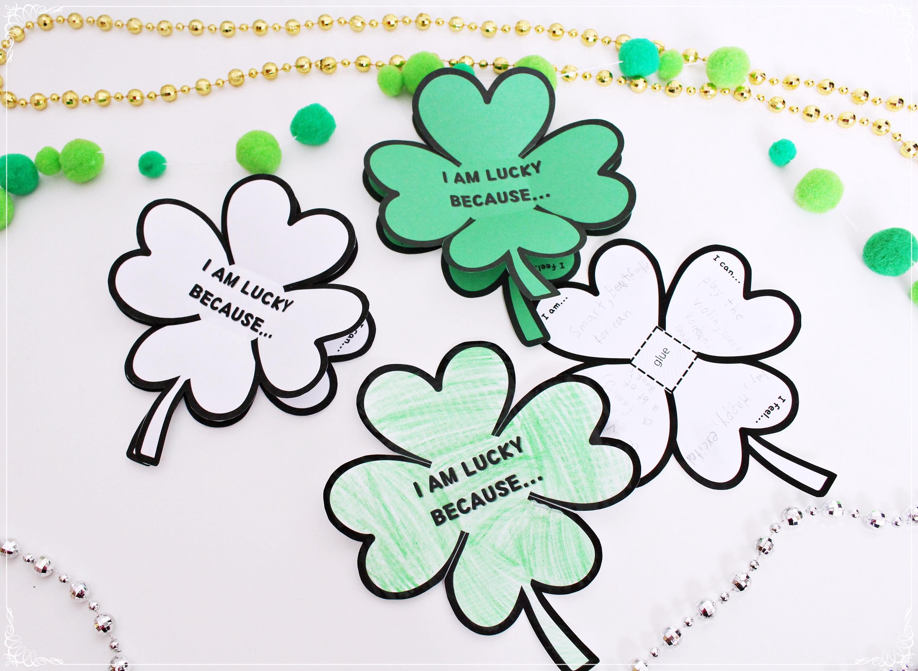 Shamrock Craft Printable Flip Book Template 'I Am Lucky Because