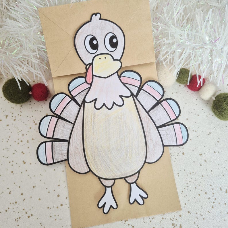 Printable Turkey Paper Bag Puppet | Thanksgiving Craft for Kids ...