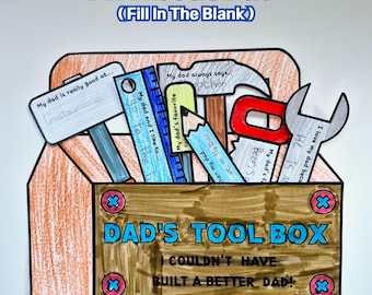 Father's Day Craft Tool Box Printable Dad’s Toolbox Coloring Activity I Couldn't Have Built a BETTER  DAD, Kids Gift For Dad, All About Dad