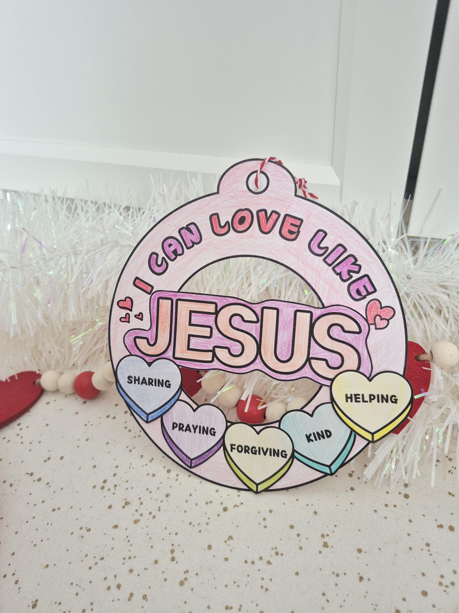Love Like Jesus Valentine Wreath Craft for Kids, Sunday School Bible ...