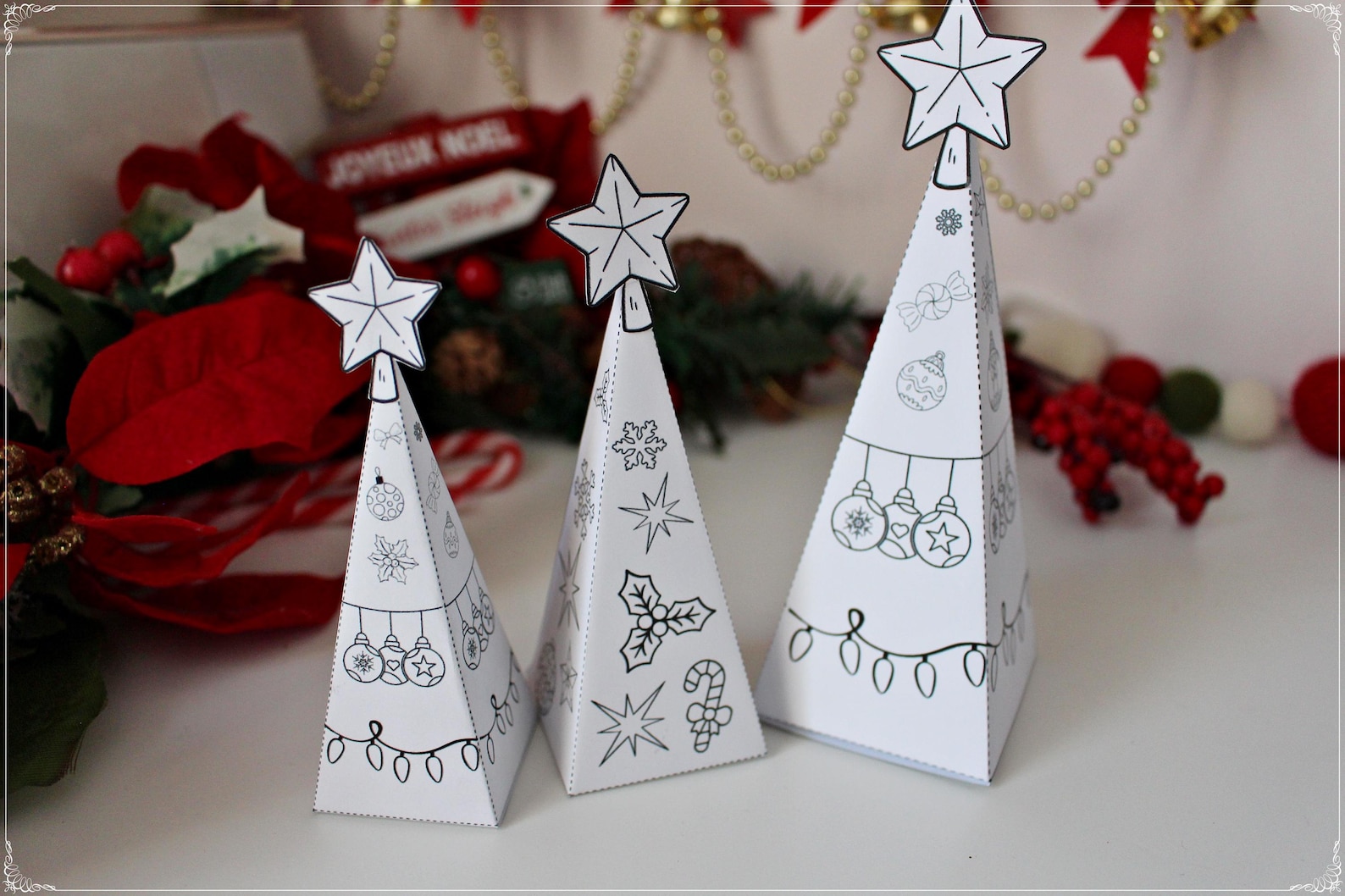 Printable 3D Christmas Tree Craft DIY Paper Tree Set, Gift Boxes ...