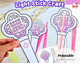 Printable DIY Light Stick Craft for Kids | Glow Stick Wrapper | Pop Star Party Favor Activity | | Kids Craft | Birthday Activity Printable