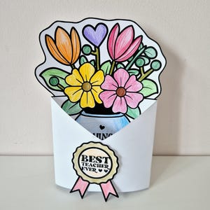 Teacher Appreciation Foldable Flower Card Craft Printable DIY Thank You ...