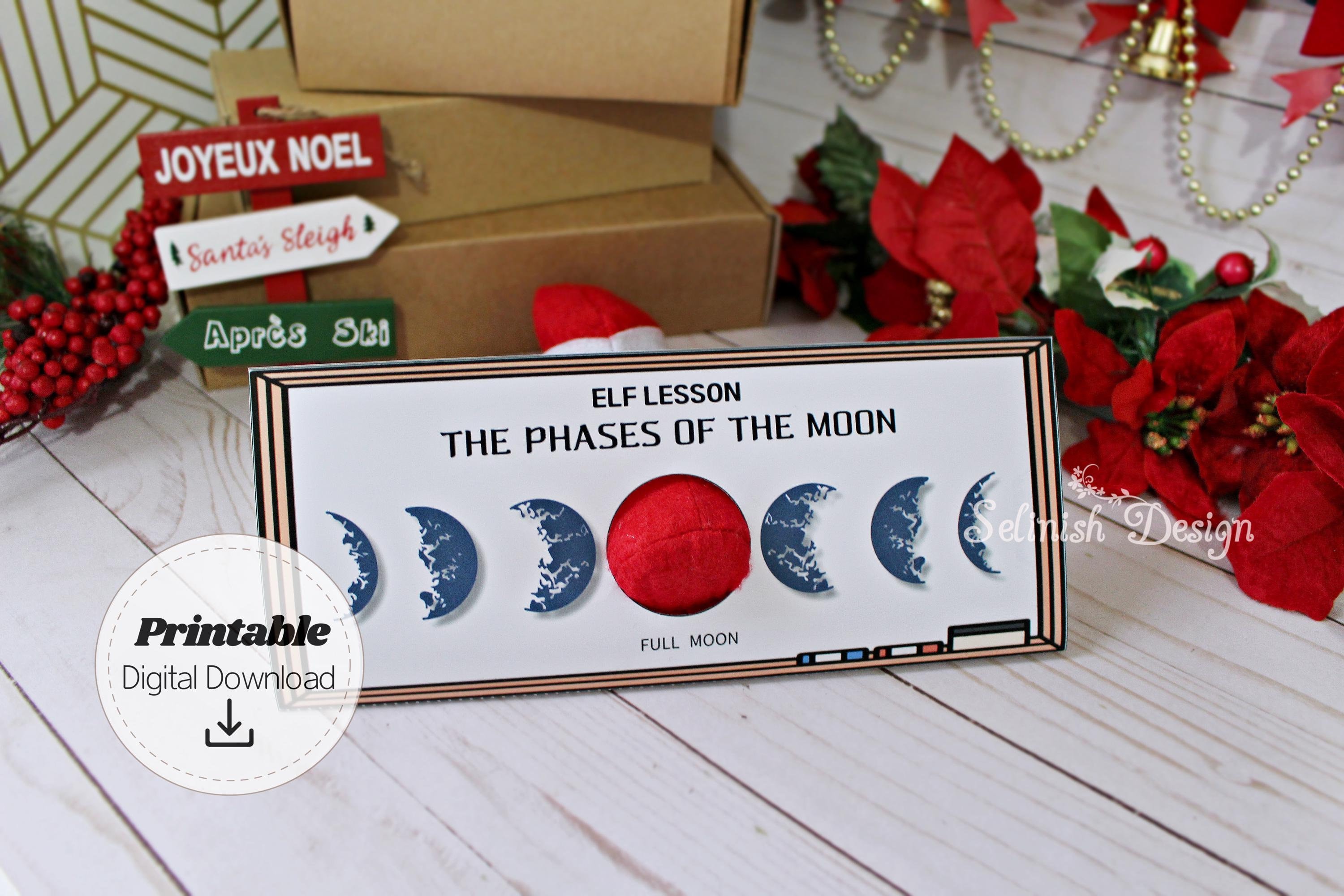 printable elf moon phases lesson – funny christmas elf prop