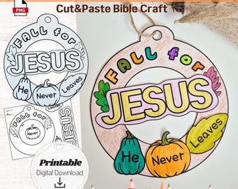 Fall For Jesus Bible Craft | Printable Christian Fall Activity for Kids | Sunday School & Homeschool Autumn Craft | Digital Download