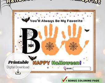 Favorite Boo Handprint Craft Printable | Halloween Keepsake Art for Baby Toddler | Classroom Kids Activity | FREE Coloring Page