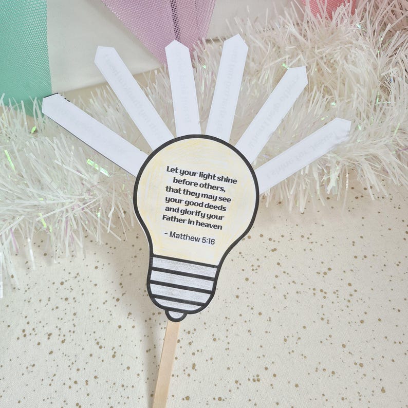 Let Your Light Shine Bible Craft Matthew 5:16, Good Deeds Sunday School ...