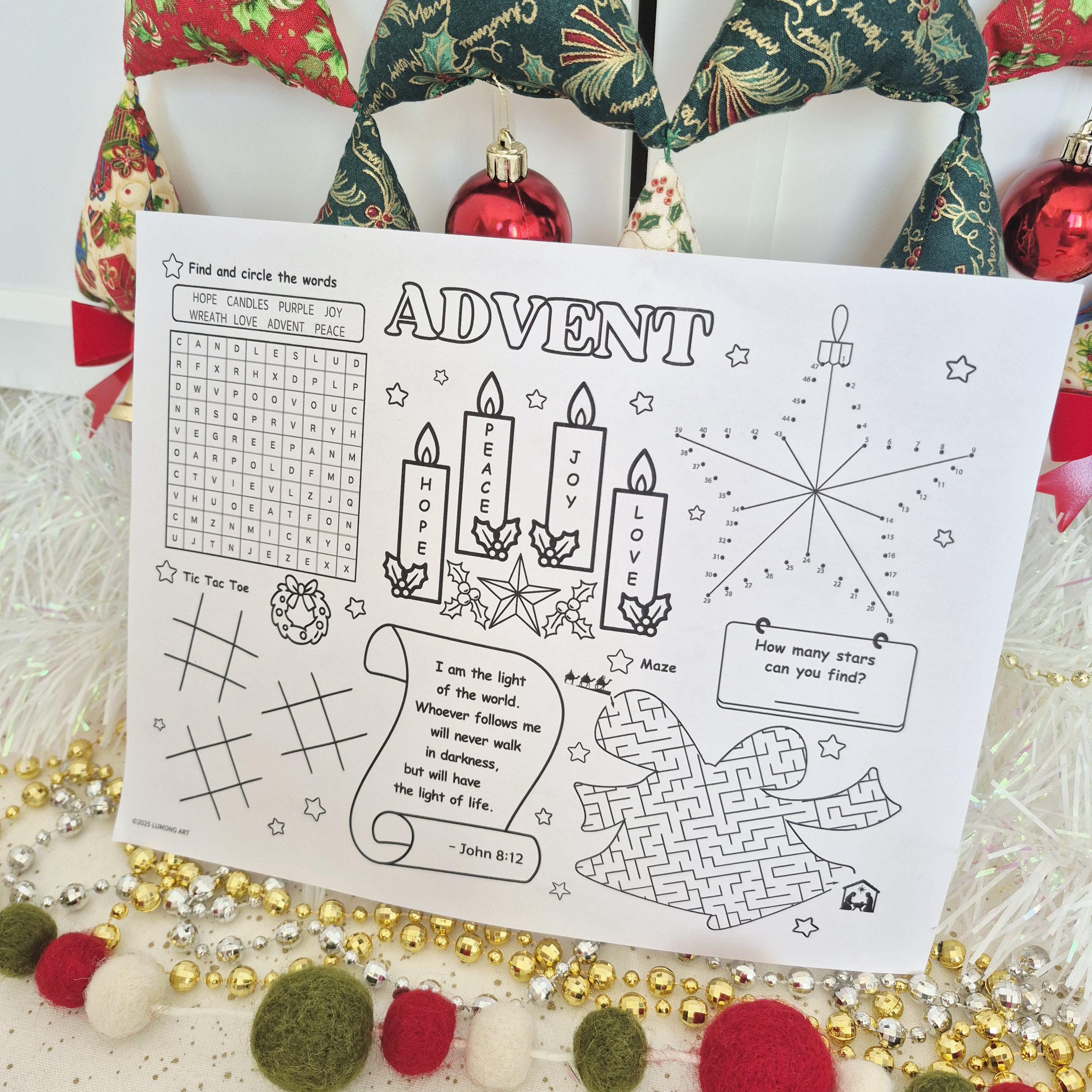 Advent Bible Activity Placemat Printable for Kids | Christian Christmas ...