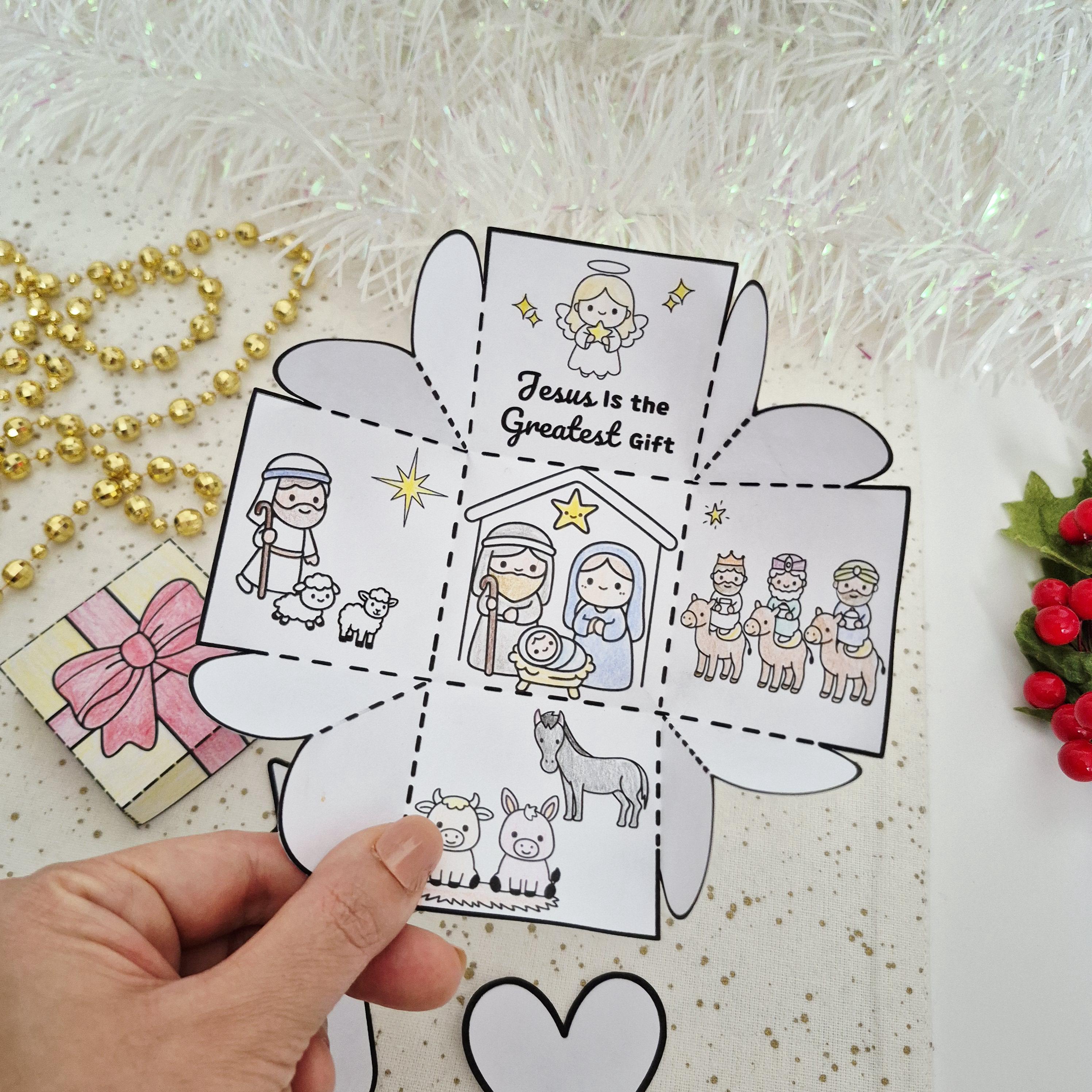 Birth of Jesus Bible Story Craft, Nativity Printable Activity for Kids ...