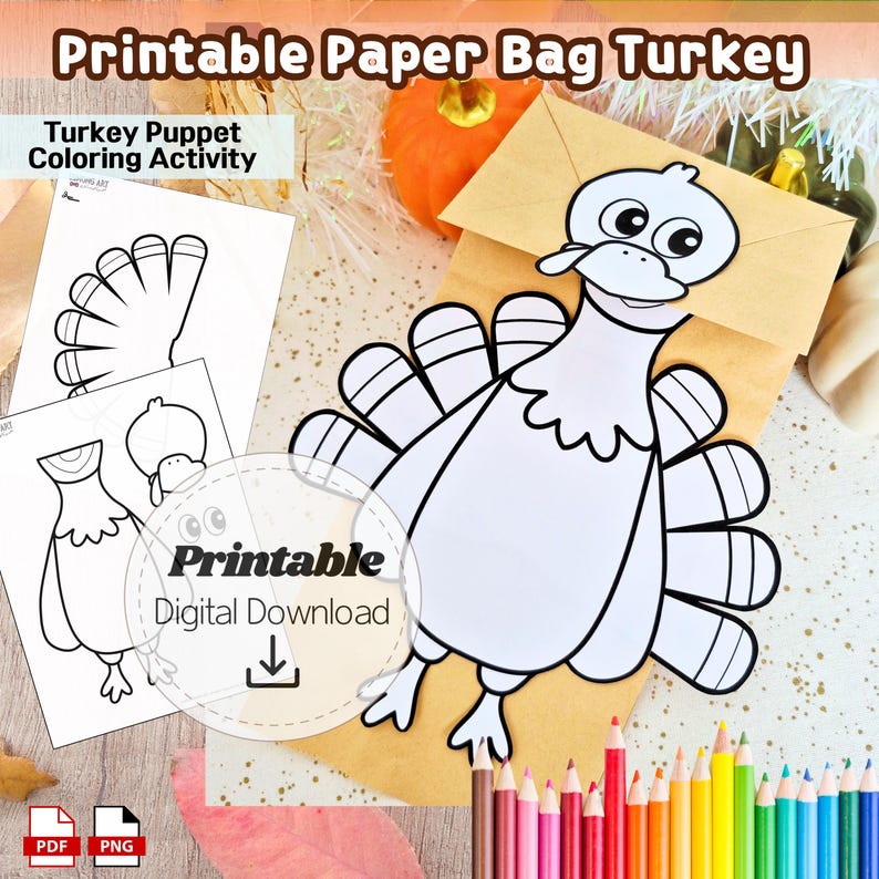 Printable Turkey Paper Bag Puppet | Thanksgiving Craft for Kids ...