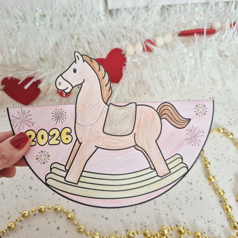 2026 Lunar New Year Horse Craft Printable, Year of the Horse Rocking ...