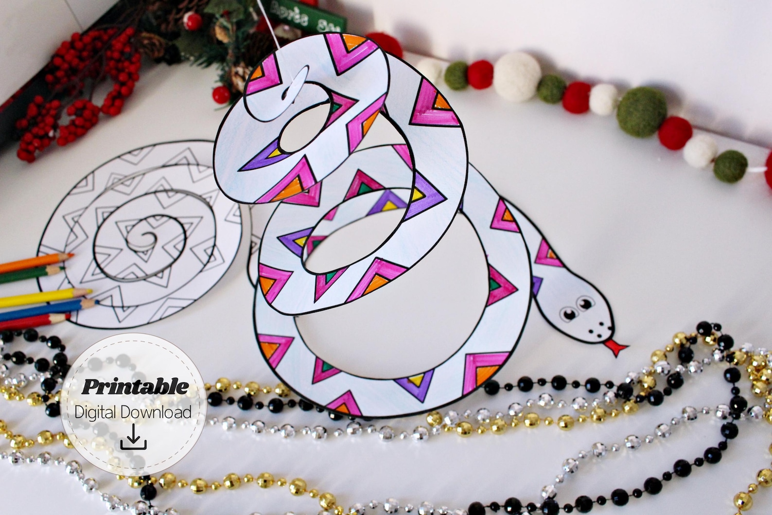 Build a Snake Paper Spiral Snake Printable DIY Paper Toy Kids Activity ...