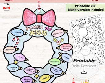 Names of Jesus Wreath Craft | Christmas Bible Printable for Kids | Advent Activity