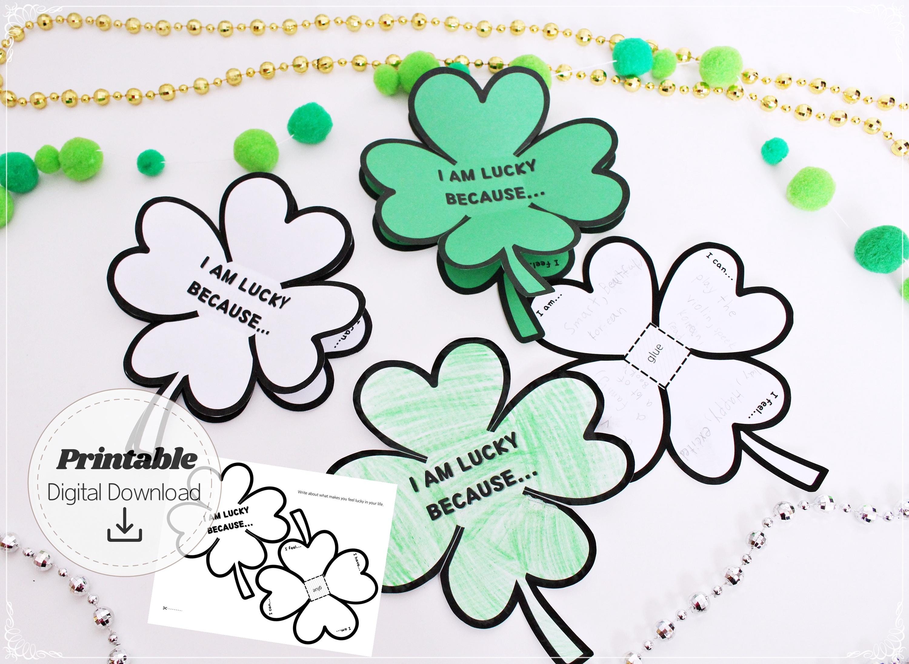 shamrock craft printable flip book template 'i am lucky because