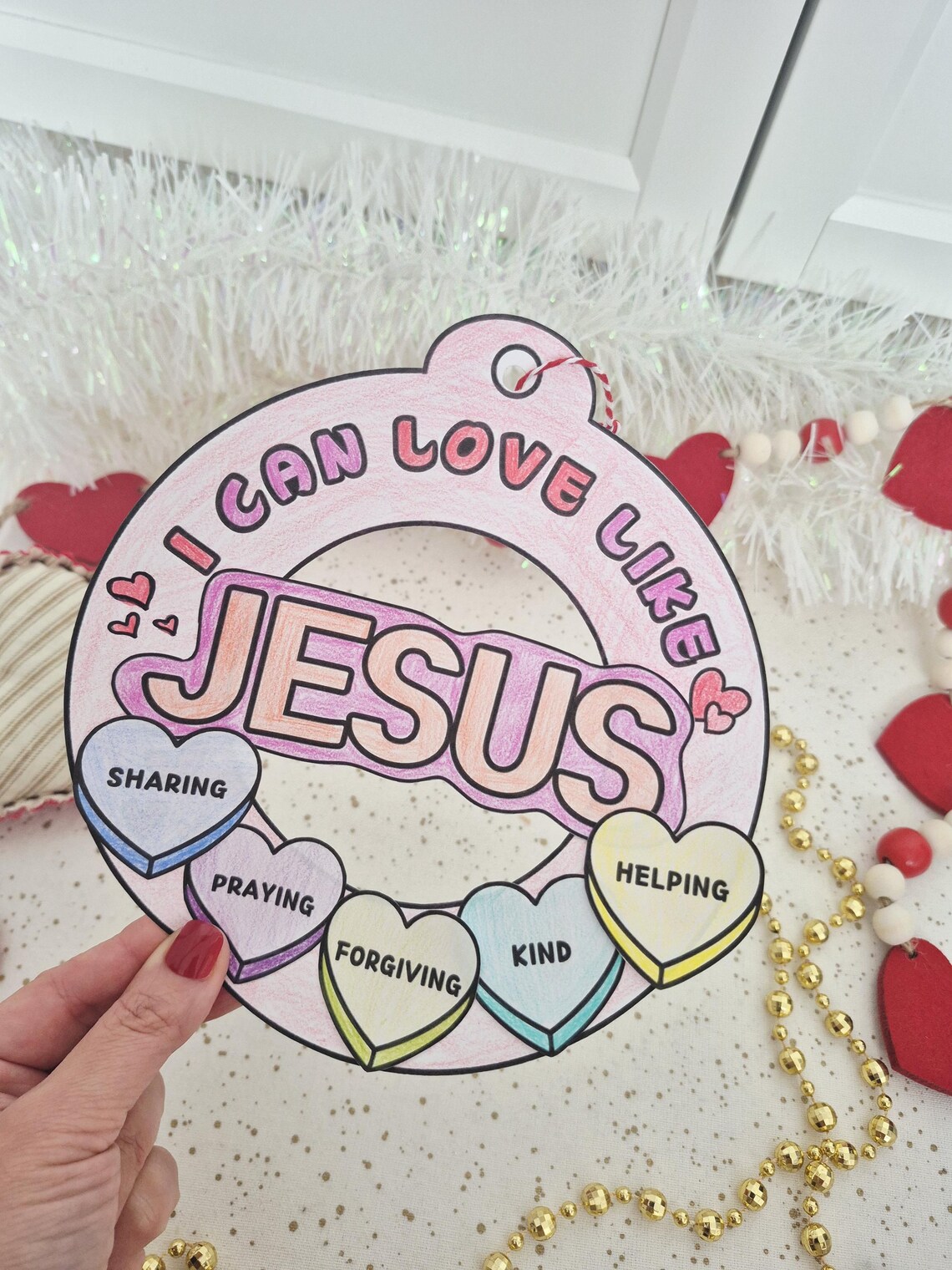 Love Like Jesus Valentine Wreath Craft for Kids, Sunday School Bible ...
