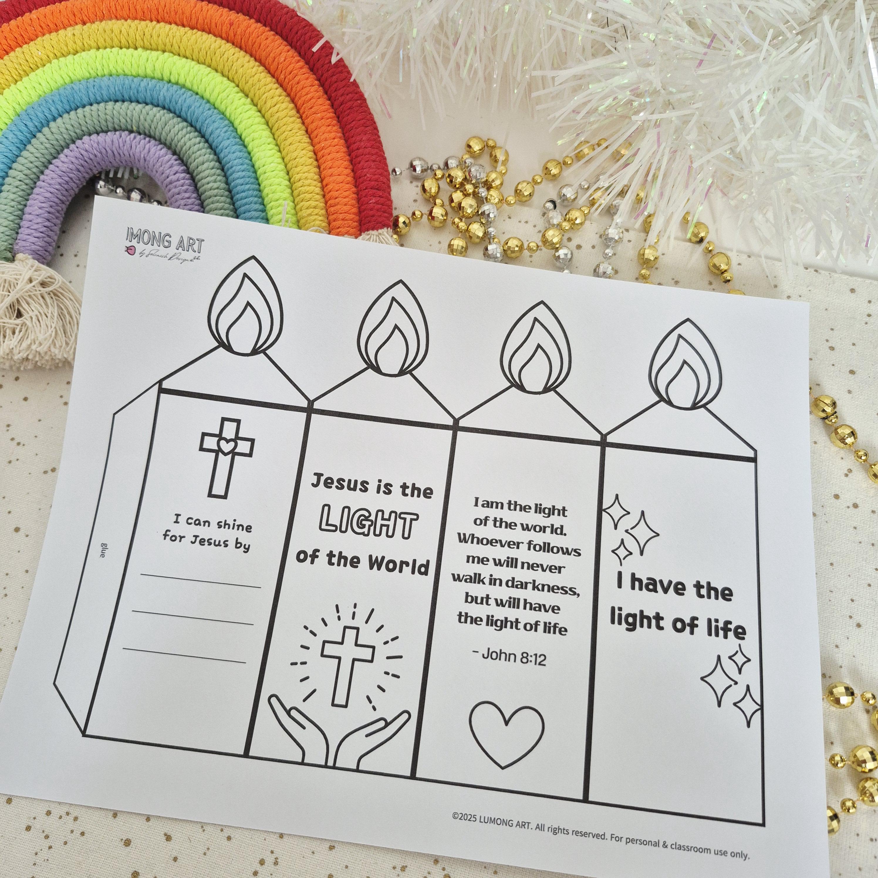 Printable Jesus Candle Craft “jesus is the Light of the World” John 8: ...