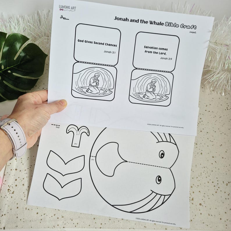 Jonah and the Whale Bible Craft Printable, Sunday School Activity for ...